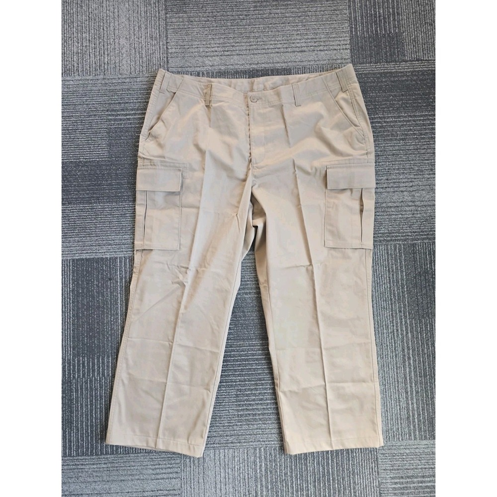 Lands' End Women's Cargo Pants 20W Khaki Beige Cotton Stretch NEW Casual Work